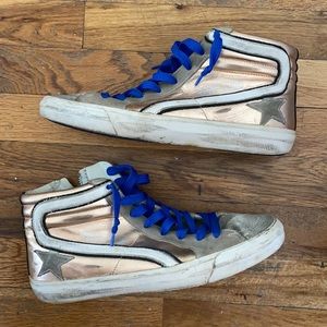 *SOLD* Womens Blue Slide Rose Gold High-top Sneakers - 39